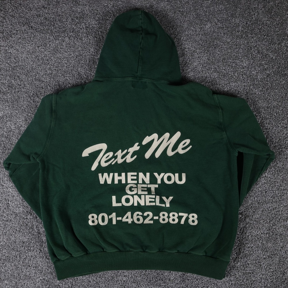 Lonely Ghost Text Me When You Get Lonely Green Hoodie Size Small Graphic
